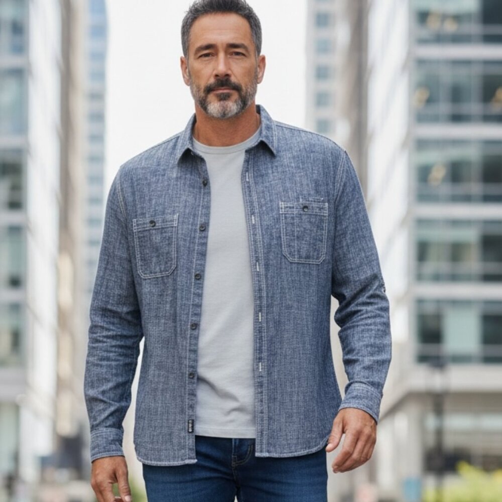 INC International Concepts Men’s Chambray Button-Down Shirt | XL | 100% Cotton